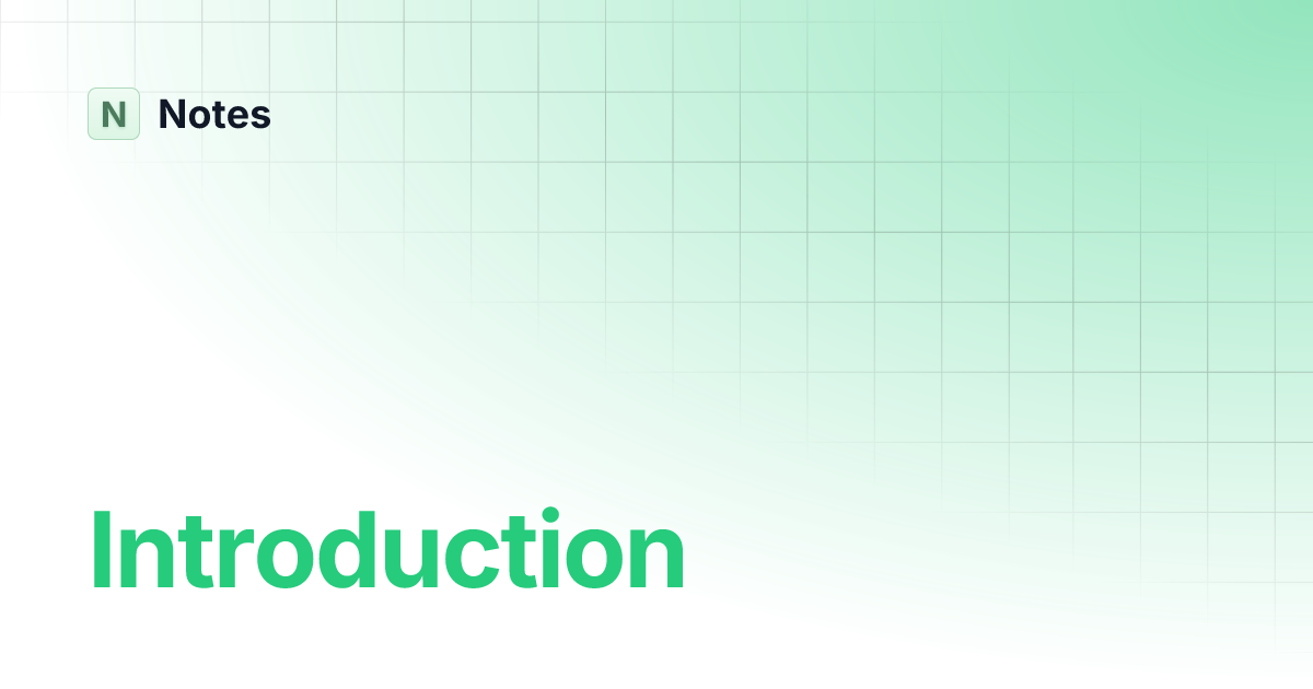 Introduction notes